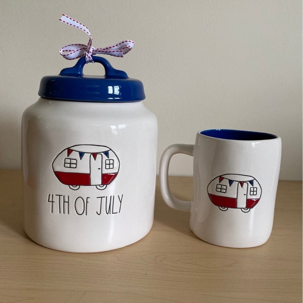 Rae Dunn July 4th canister and USA mug